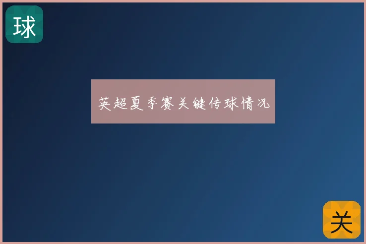 英超夏季赛关键传球情况
